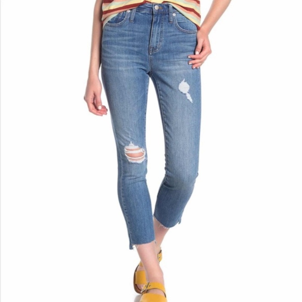 Madewell The High Rise Slim Boyjean Distressed Jeans Size 27.